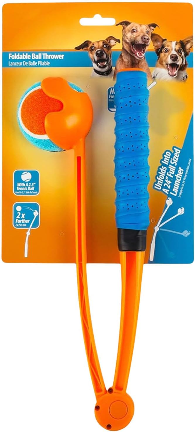 Retractable Dog with Bright Tennis Beads Grip for Long-Distance Throws – Portable Exercise Tool for All Breeds Easy Unsullied Dog Ball Starter