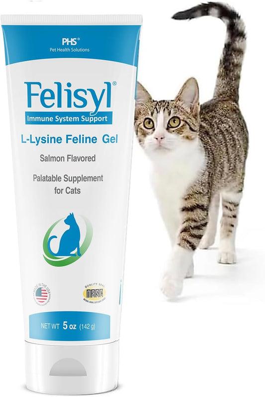 L-Lysine Gel for Cats & Kittens (5oz) – Immune System, Respiratory & Eye Health Support. Reduces Sneezing, Runny Nose & Watery Eyes. Daily Salmon-Flavor Supplement – Made in USA