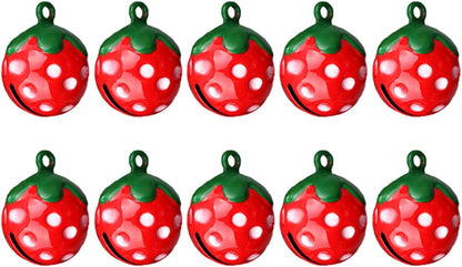 10Pcs Strawberry-Shaped Pet Collar Bells Mini Jingle Bell Pendants for Cats and Dogs, Strawberry Red DIY Craft Supply for Pet Necklace Accessories
