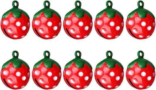 MERRYHAPY 10Pcs Strawberry Shape Pet Collar Bells Pendant Accessories for Cats and Dogs DIY Crafts Strawberry Red Charms