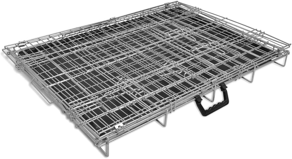 GREAZ Training Made Easy with Foldable Metal Dog Bench, Heavy-Duty Steel with Easy-Clean Plastic Liner, Indoor and Outdoor Use, Black