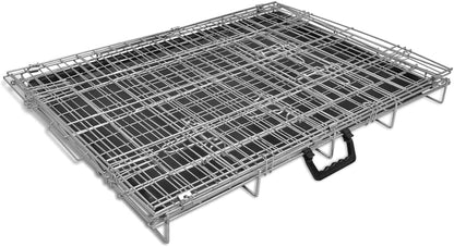 GREAZ Training Made Easy with Foldable Metal Dog Bench, Heavy-Duty Steel with Easy-Clean Plastic Liner, Indoor and Outdoor Use, Black