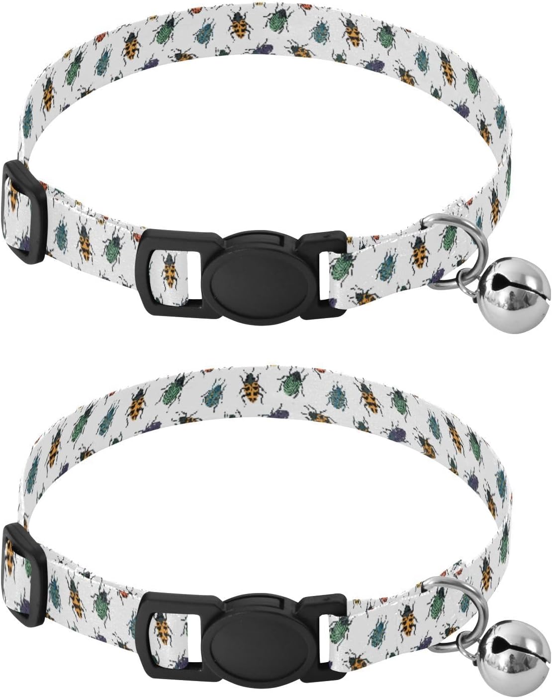 Clored Cute Animal White Pattern Dog Collar with Buckle Adjustable 2 Pack Cat Collar for Small Dogs Cats