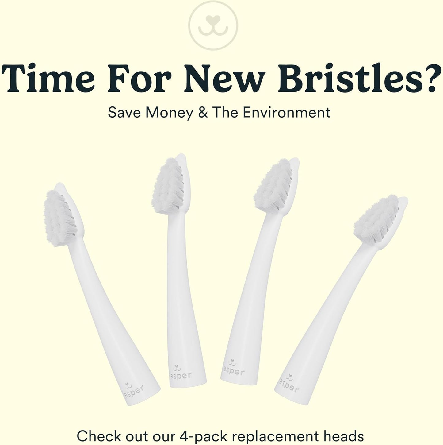 Jasper Microbrush Vet Approved Cat Toothbrush, Soft-Bristled Toothbrush Kit for Felines & Small Dogs, Non-Slip Handle with 2 Replaceable Tooth Brush Heads, Use with Cat Toothpaste