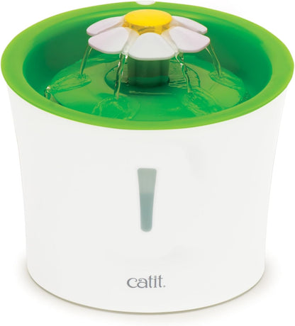 Catit LED Flower Fountain with Triple Action Filter, Cat Drinking Water Fountain, 3 L