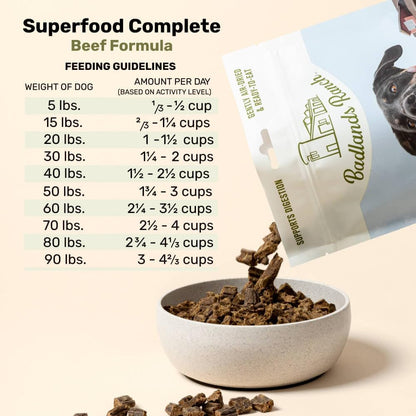 BADLANDS RANCH - Superfood Complete, Adult Dog Food, Air-Dried, High Protein, Zero Fillers, Superfood Nutrition by Katherine Heigl (24 oz., Beef Formula)