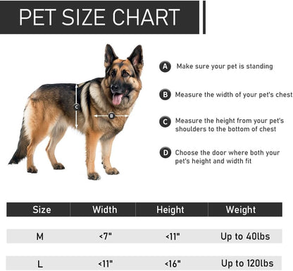 【PATAPLUS】 Aluminum French Large Dog Door,Strong Double Magnetic Flaps,with Aluminum Telescoping Tunnel Heavy-Duty Do g Door for L arge and Medium Dog Up to 110LBS (Large,Black)