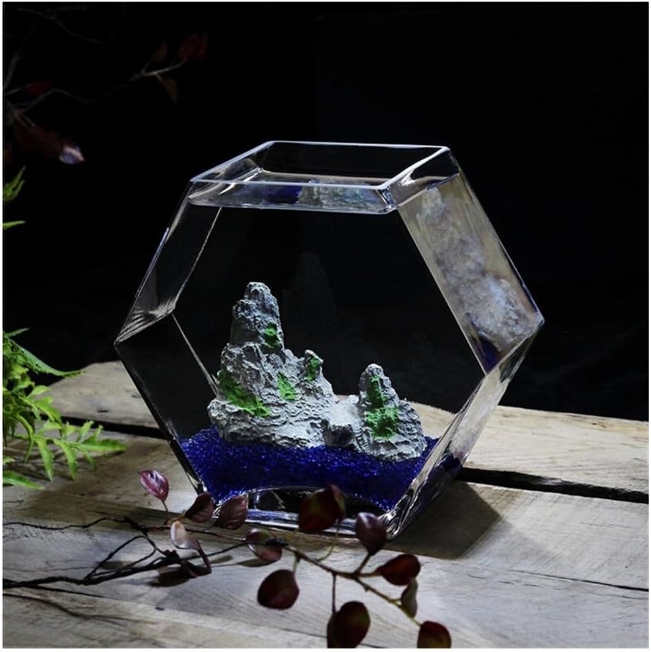 Fish Tank Glass Fish Tank Thickened Transparent Desktop Decorative Office Creative Goldfish Bowl Vase(10.2cm)