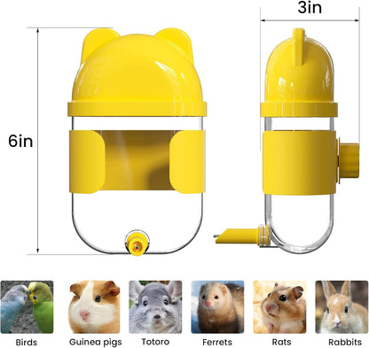 11 Fl Oz No Mess Hanging Water Dispenser,Leak-Proof Automatic Bird Water Feeder,Small Animal Water Bottle for Guinea Pigs,Chinchillas,Ferrets,Parrots,Squirrels,Rats,Bunnies (White)