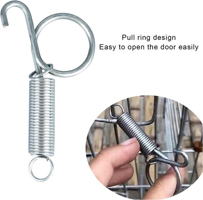 4pcs 75mm Metal Finger Spring Latch Hook, One-Handed Cage Door Spring Hooks, Large Cages Lock for Fixing Pet Cage Door,Bunnies, Rodents, Hamsters, Squirrels, Birds Cages Hook