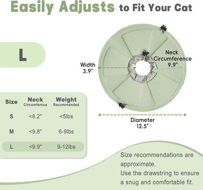 Cat Cone Collar Soft, Adjustable Elizabethan Collar for Cats to Stop Licking, Comfortable Lightweight Kitten Cone for Wound Healing and Surgery Recovery,Green,L