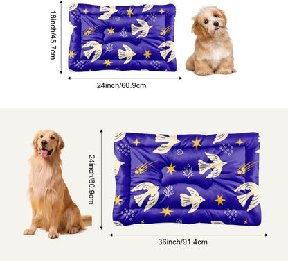 Royal Blue Dove Star Dog Bed Machine Washable Dog Cage Mats for Crates Crate Pad for Dogs Washable Puppy Bed Crate Non-Slip Pet Pet Mat Products Dogs Indoor Outdoor 24X18 Inch