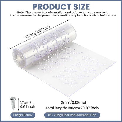 7.87 in x 5.9ft Dog Door Replacement Flaps, Plastic Vinyl Door Strips, Doghouse or Kennel Doors Flap, Transparent Dog House Doors Flap Strips for DIY Cat or Dogs