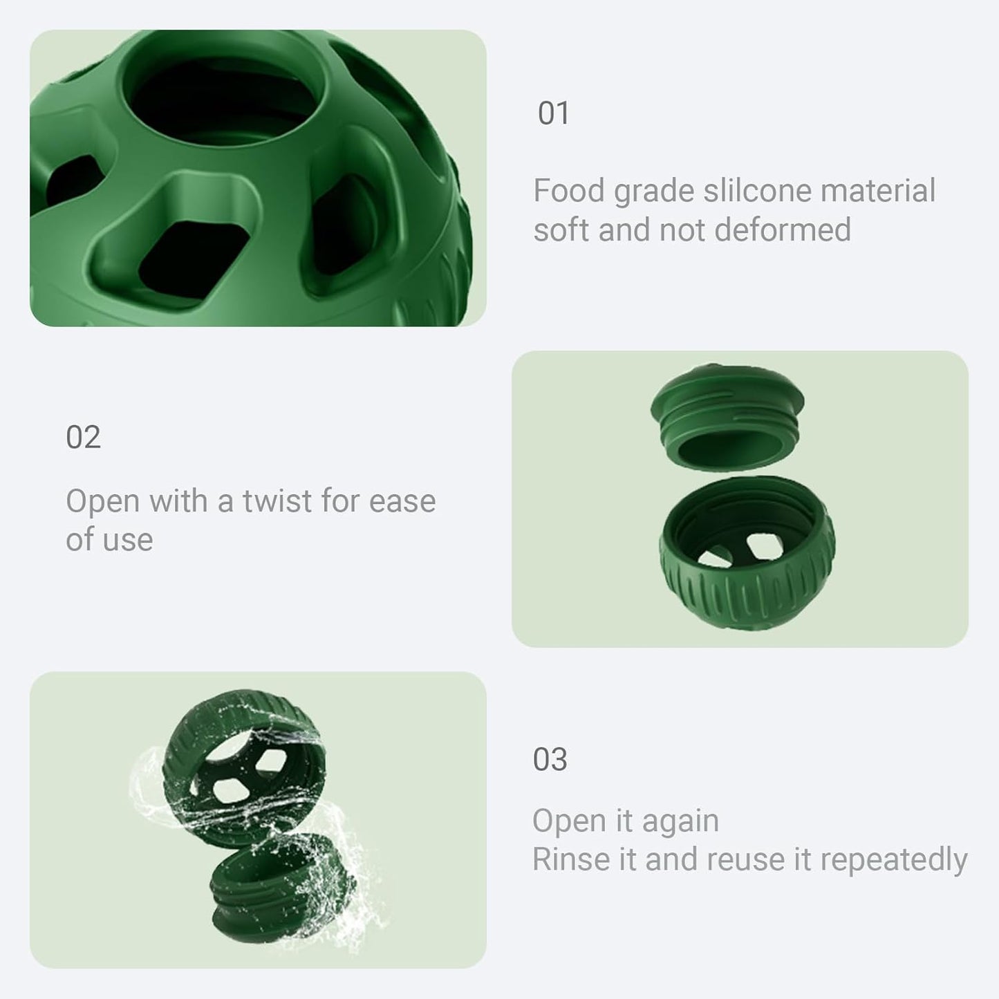 2PC Interactive Dog Toys, Durable Silicone Chew Toy for Aggressive Chewers,Interactive Frozen Dog Treat Toy with Ice Tray， Slow Feeder & Puzzle Enrichment Ball for Small Medium Dogs (Green)