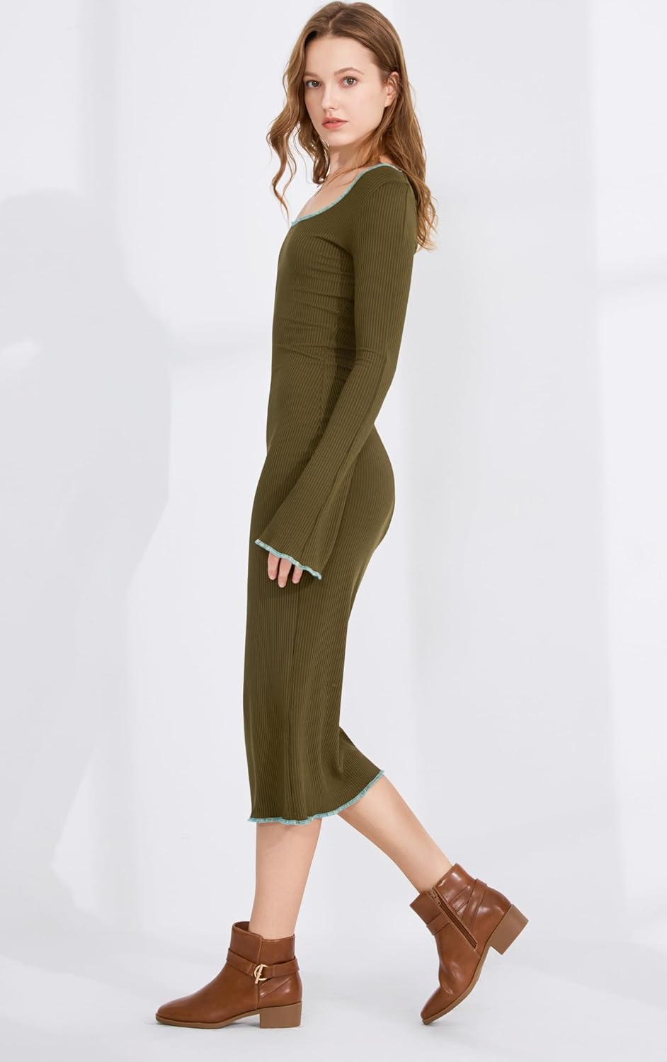 Square Toe Ankle Boots for Women, Low Block Heel Fashion Short Chelsea Booties, Chunky Heeled Side Zip Comfortable Fall Winter Dress Boot