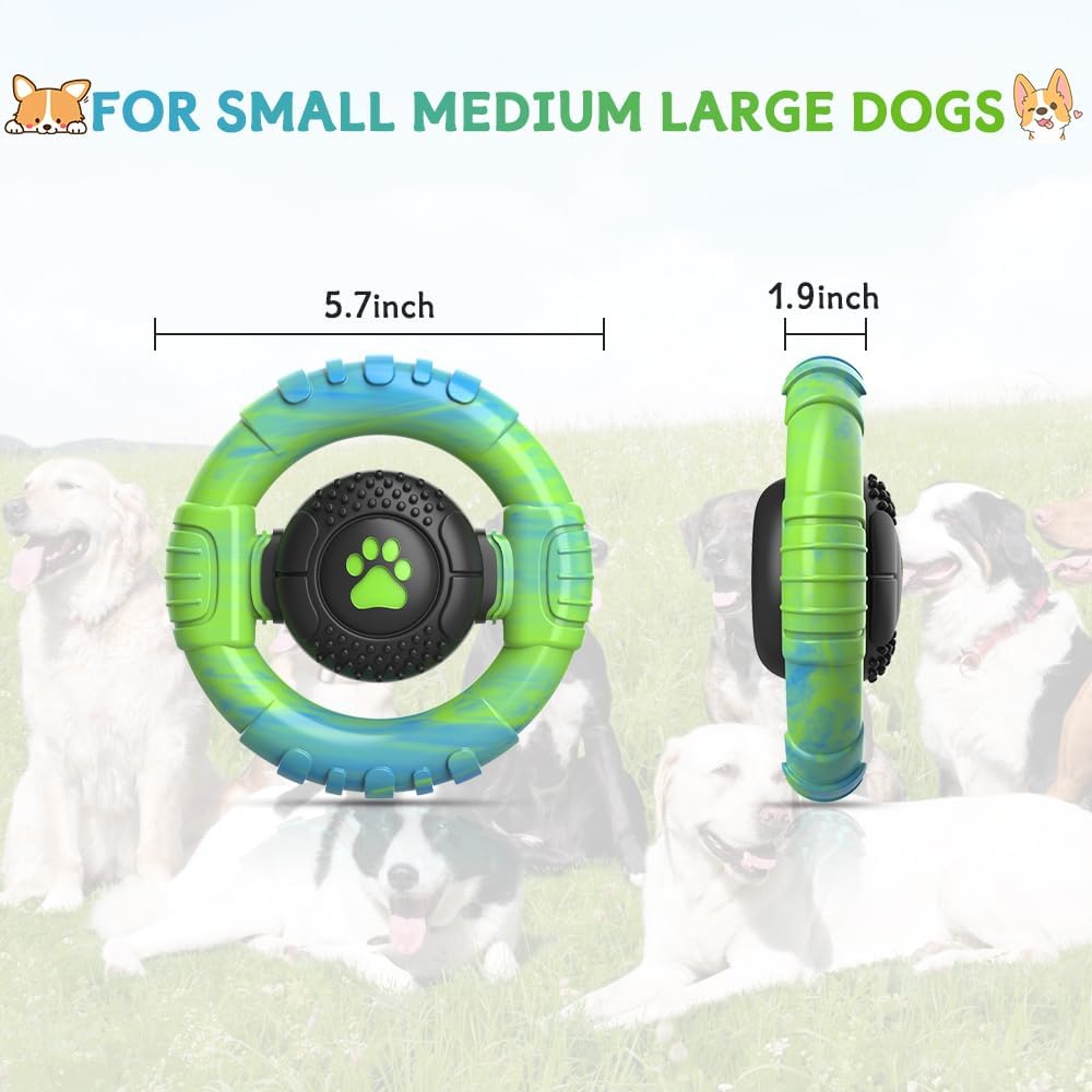 Dog Toys for Aggressive Chewers Large Medium Breed, Indestructible Squeaky Dog Chew Toys, Tough Nylon Rubber Interactive Dog Toys to Keep Them Busy
