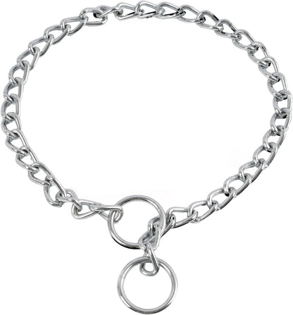 Dog Chain Collar, Stainless Steel Choker Collar with Slip Link Design, Heavy Duty Metal Training for Small Medium Large Breed Dogs Training and Walking Silver 20 Inch Max Neck Size