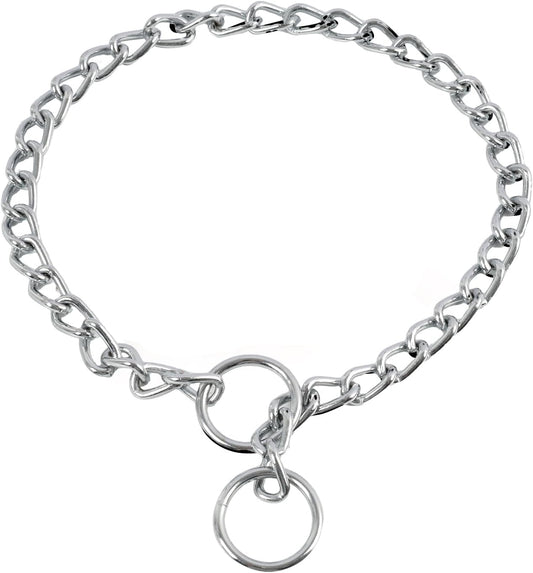 Dog Chain Collar, Stainless Steel Choker Collar with Slip Link Design, Heavy Duty Metal Training for Small Medium Large Breed Dogs Training and Walking Silver 20 Inch Max Neck Size