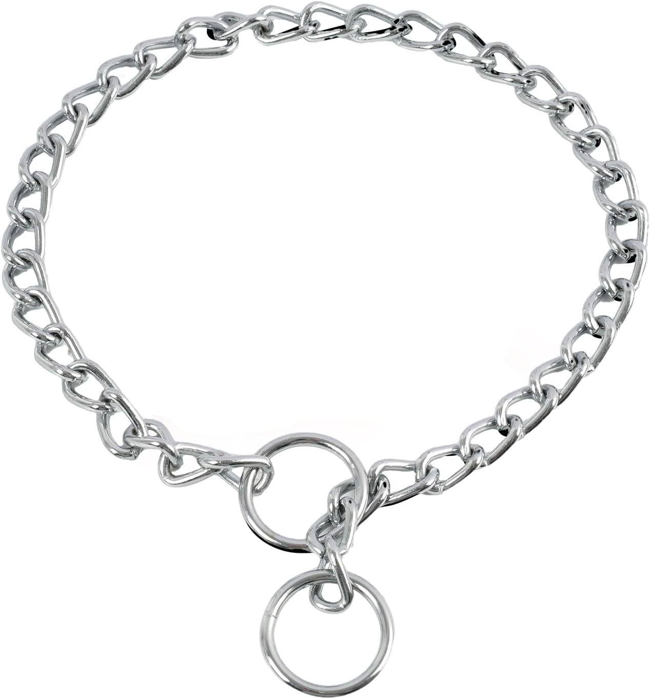 Dog Chain Collar, Stainless Steel Choker Collar with Slip Link Design, Heavy Duty Metal Training for Small Medium Large Breed Dogs Training and Walking Silver 20 Inch Max Neck Size