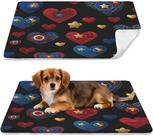 susiyo Artistic Black Heart Dark Dog Bed Mat - Super Soft & Warm Pet Pad, 25x18 Inch Machine Washable Mat for Small Medium Dogs, Couch Protector, Crate & Travel Bed Topper