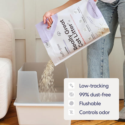 Tuft & Paw Really Great Cat Litter, Low Tracking Tofu Cat Litter, Clumping, Flushable, Odor Control, Dust-Free - 9.25lbs x 2Bags (Natural Lavender)