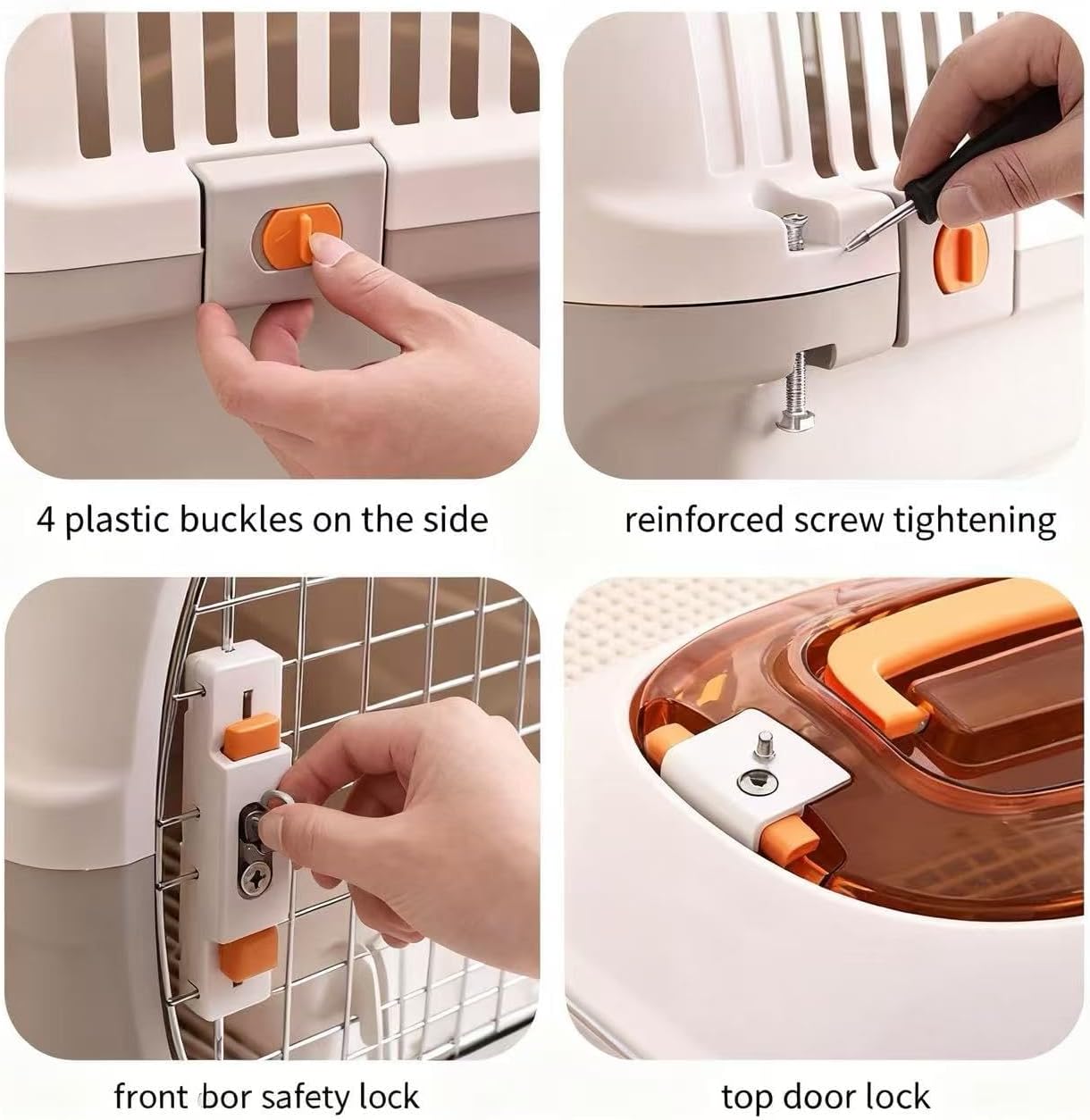 Hard Top Load Cat Carrier,Airline Pet Carrier,Cat Carrier Hard Shell, 360° Ventilation, Front Metal Door, Secure Latches,Includes Feather Wand,Hiking Car Travel Crate for Cats Small Dogs (Gray Set)