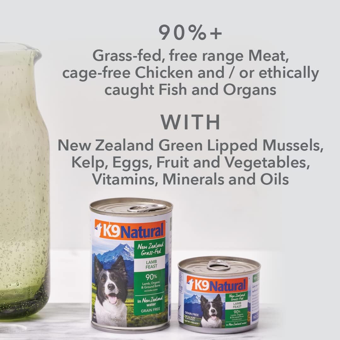 K9 Natural - BPA & Gelatin Free Canned Dog Food - Beef, 6oz (12 Pack) & Grain Free Freeze Dried Dog Food - Beef, 4lb