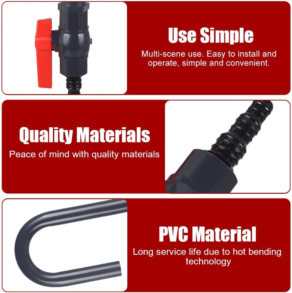 MiOYOOW Aquarium Water Changer, PVC Aquarium Water Filler Hanging Fish Tank Hook Filler with Flow Switch for 1/2“, 5/8”, 3/4” Hose