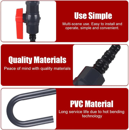 MiOYOOW Aquarium Water Changer, PVC Aquarium Water Filler Hanging Fish Tank Hook Filler with Flow Switch for 1/2“, 5/8”, 3/4” Hose