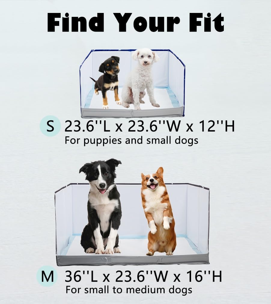 Dog Litter Box with High Walls,Pee Pad Holder Tray for Dog,Indoor Puppy Potty,No Assembly,No Spill,Waterproof,Easy to Clean,Portable for Travel