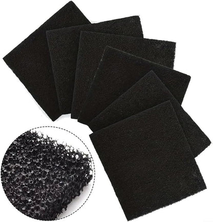 6PCS Activated Carbon Air Purification Deodorant Filter for Cat Litter Box, 6in x 6.5in, Black