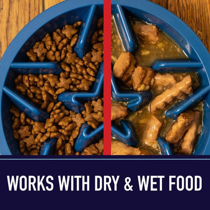 Leash Boss Slow Feeder Dog Bowls - Nonslip Slow Feeder Insert, Healthy Eating Dog Food Bowl, Includes Puppy Essentials Placemat & Star Mold, 2 Cup, Gray