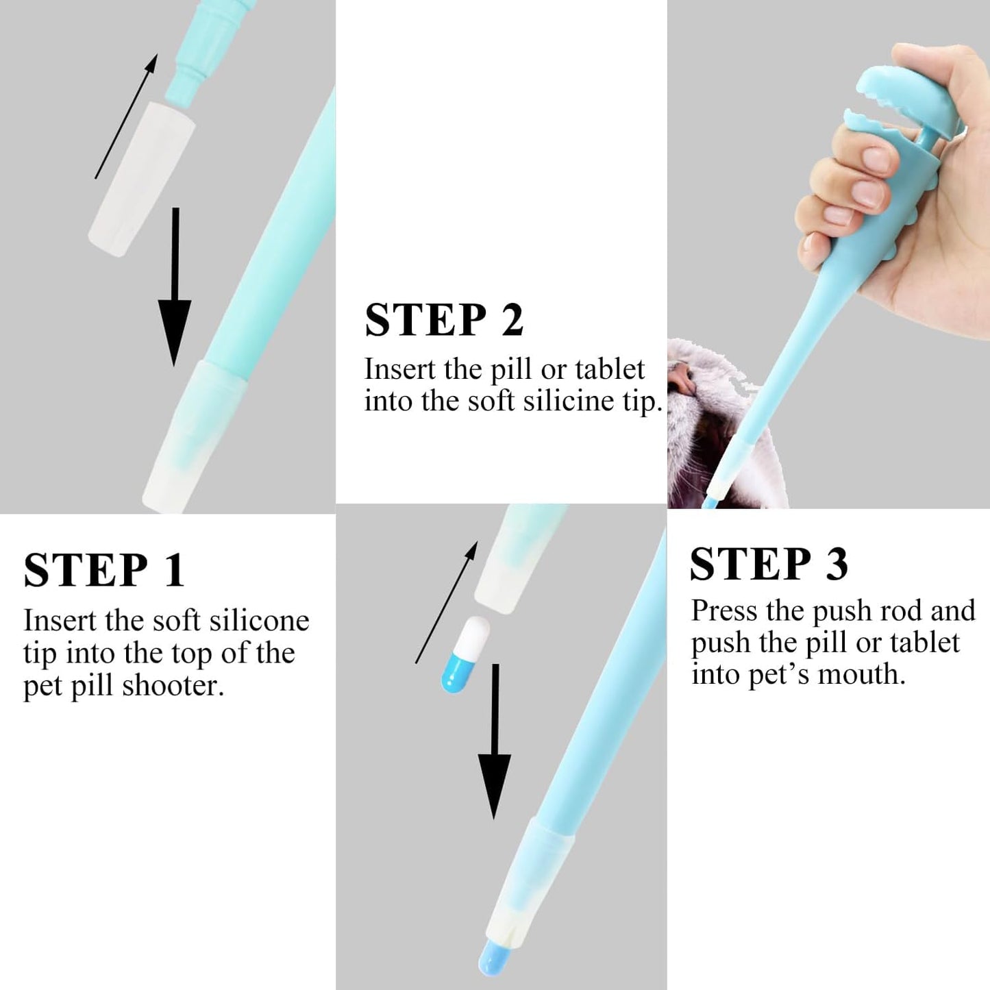Cat Pill Shooter - Pet Pill Shooter for Dogs and Cats,Soft Tip Syringe Dispenser,Easy Medication Delivery to Small Animals (Blue)