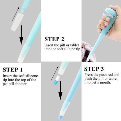 Cat Pill Shooter - Pet Pill Shooter for Dogs and Cats,Soft Tip Syringe Dispenser,Easy Medication Delivery to Small Animals (Blue)