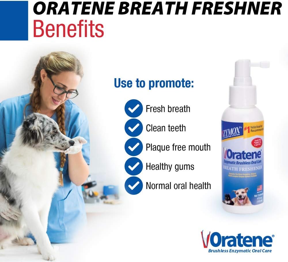 Zymox Oratene Brushless Oral Care Breath Freshener for Dogs and Cats, 4oz