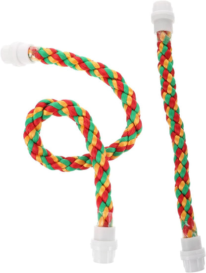 Happyyami 2pcs Rope Perch Set for Parrots Budgies and Macaws Multi-Purpose Chewing Toy Natural Material Lengths