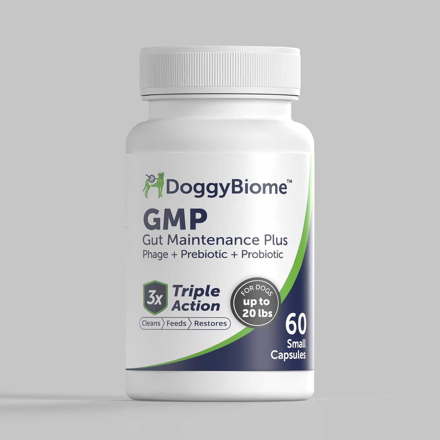 AnimalBiome Dog Probiotics - GMP Prebiotics and Probiotics - Reduce Diarrhea Flareups - for Dogs Under 20 lbs (60 Capsules) - DoggyBiome