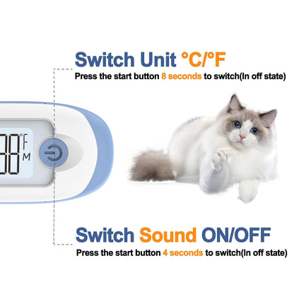 Pet Thermometer, Friendly Short Probe,Comfort Flexible,10-Sec Reading, Rectal Thermometer for Dogs Cats,30 Probe Covers Include