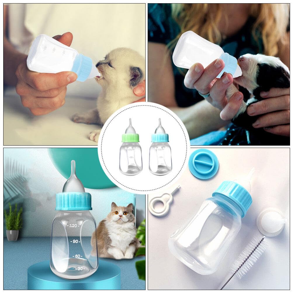 Mipcase Puppy Bottles for Nursing Set 2-Pack 4Oz Feeding Bottles with Precise Scale for Hand-Feeding Puppies and Kittens Lightweight Pet Nursing Supplies