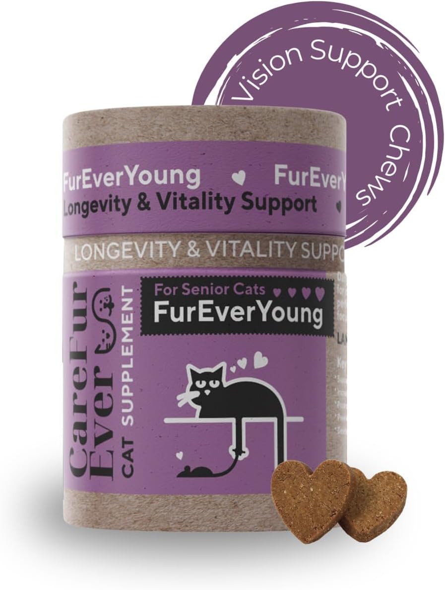 Vitamin Treats for Senior Cats: Vision & Brain Function, Longevity & Overall Vitality, Immune Health for Aging Cats. Enriched with Breakthrough Active Ingredients (30 Days Supply)