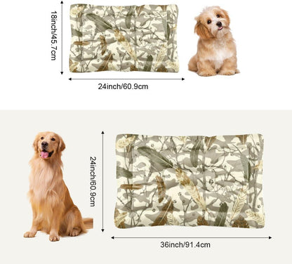 Feathers Paw Print Camouflage Dogbeds for Medium Dogs Kennel Mats for Crates Dog Kennel Pads Crates Dog Crate Beds Washable Non-Slip Bed Crate Small Puppy Bed Mat Car Pillow Indoor Outdoor 24X18 Inch