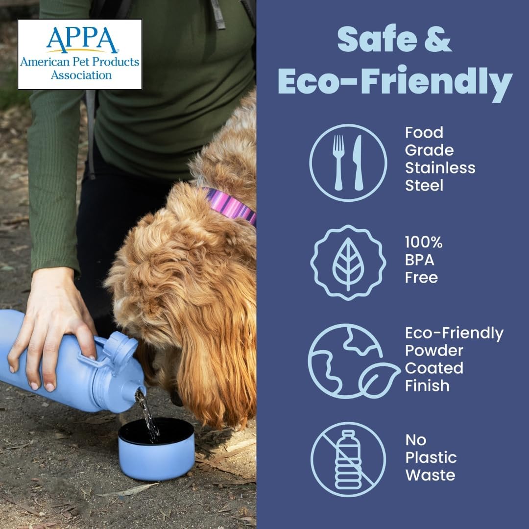 rubyloo Dog Mom Essentials Bundle - Puffer Tote with Storage Containers (Rust) and 32 oz Water Bottle with Detachable Bowl (Life is Better with Dogs) - Travel Bag and Hydration Set