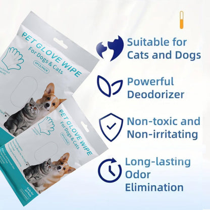 Pet Cleaning & Grooming Wipes Glove – Dual‑Side Pet Grooming Mitt for Dogs & Cats – Quick Fur & Dirt Removal, Gentle Natural Formula (Coconut Oil, Oat & Aloe), Soft & Moisturizing