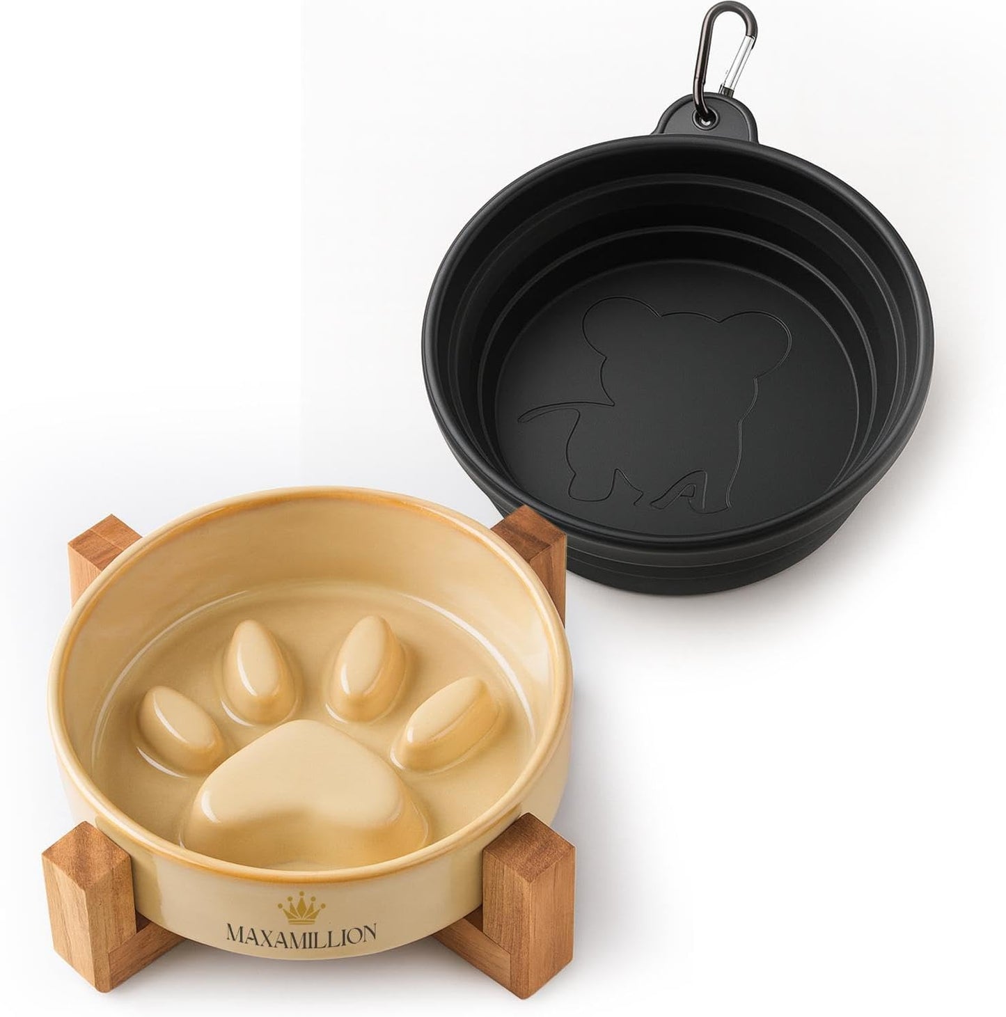 2 Ceramic Slow Feeder Dog Bowls for Small & Medium Dogs – Heavy Puzzle Maze Ceramic Dog Bowl for Fast Eaters to Stop Bloat, Vomiting & Choking – Non-Slip, Healthier and Easy-to-Clean