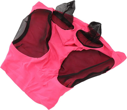 Estink Horse Fly Mask with Ears Horse Face Mask with Ears Horse Mesh Fly Mask Protection 60% Proof Breathable Stretchable for All Horses Arab Cob (Rose Red)