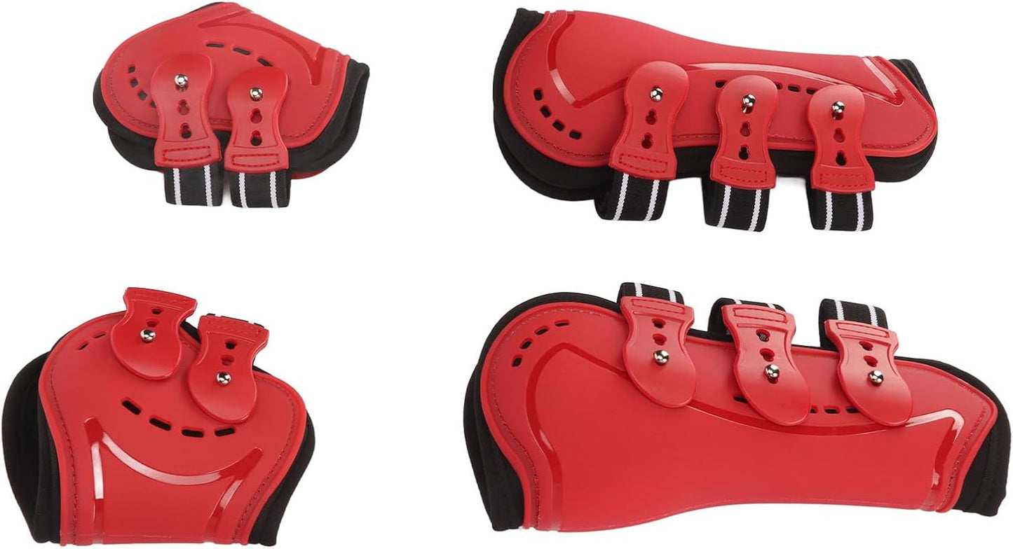Fetlock Horse Boots, Lightweight Breathable Horse Hind Leg Boots, Jacquard Elastic Band with Anti Slip Technology, Wearproof Fetlock Boots for Show Jumping and Training, Red