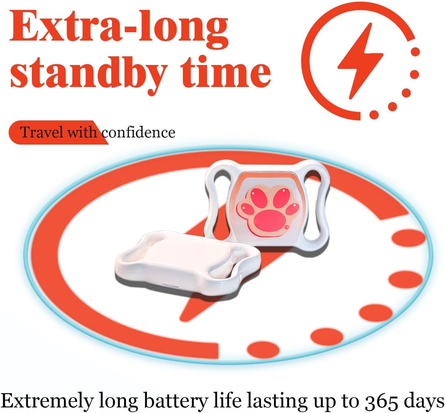 Pet GPS Tracker for Dogs & Cats - No Monthly Fee/Subscription, Free Pet Collar Included | Waterproof, Anti-Lost, Real-Time Tracking Collar | 365-Day Long Battery Life | Compatible with iOS & Android