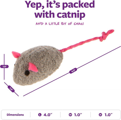 SmartyKat (3 Count) Skitter Critters Catnip Cat Toys - Gray/Cream, 3 Count