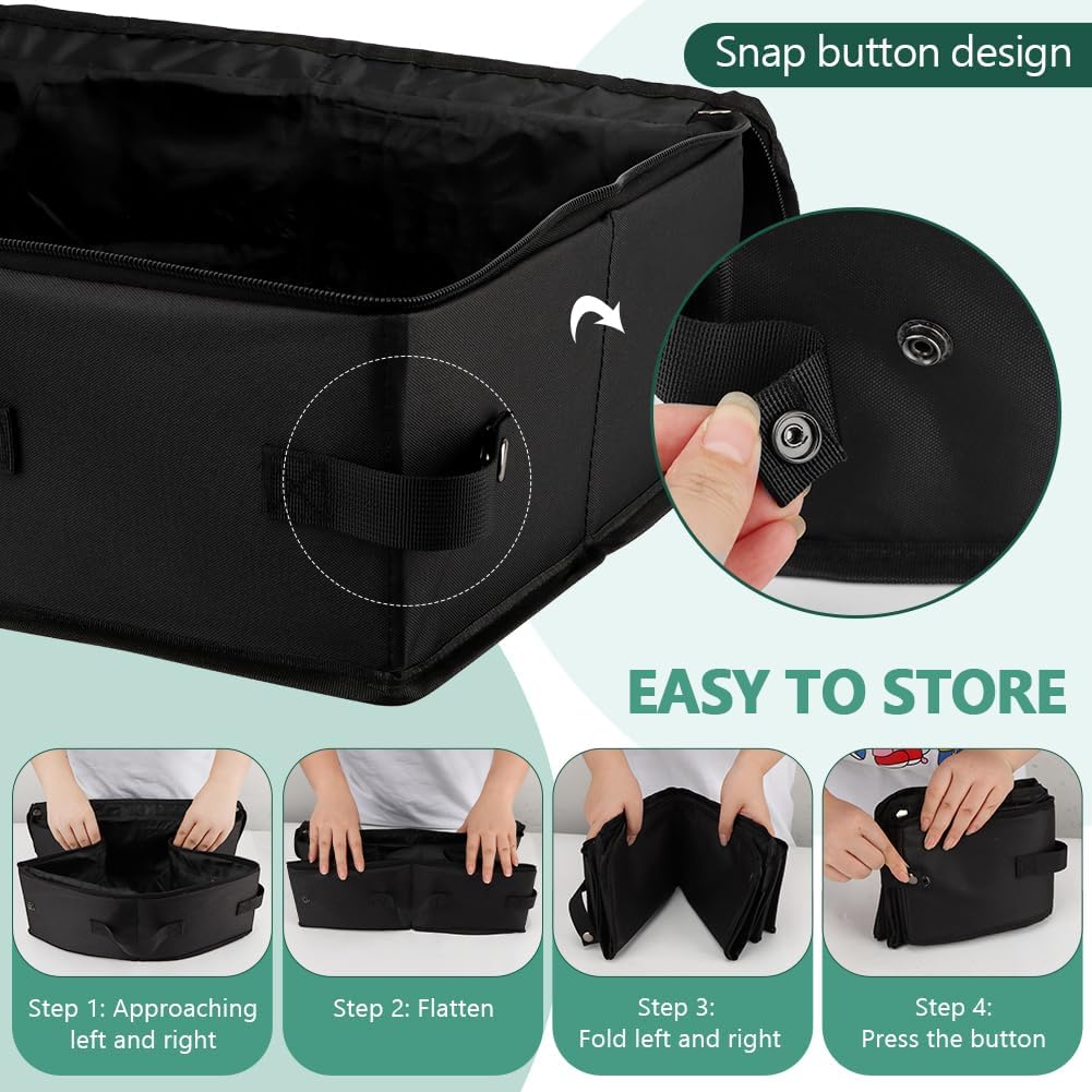 Travel Litter Box for Cats, Portable Litter Box with Scoop & Bowl, Leak Proof,Waterproof Collapsible Carrier for Car, Outdoor, Hotel