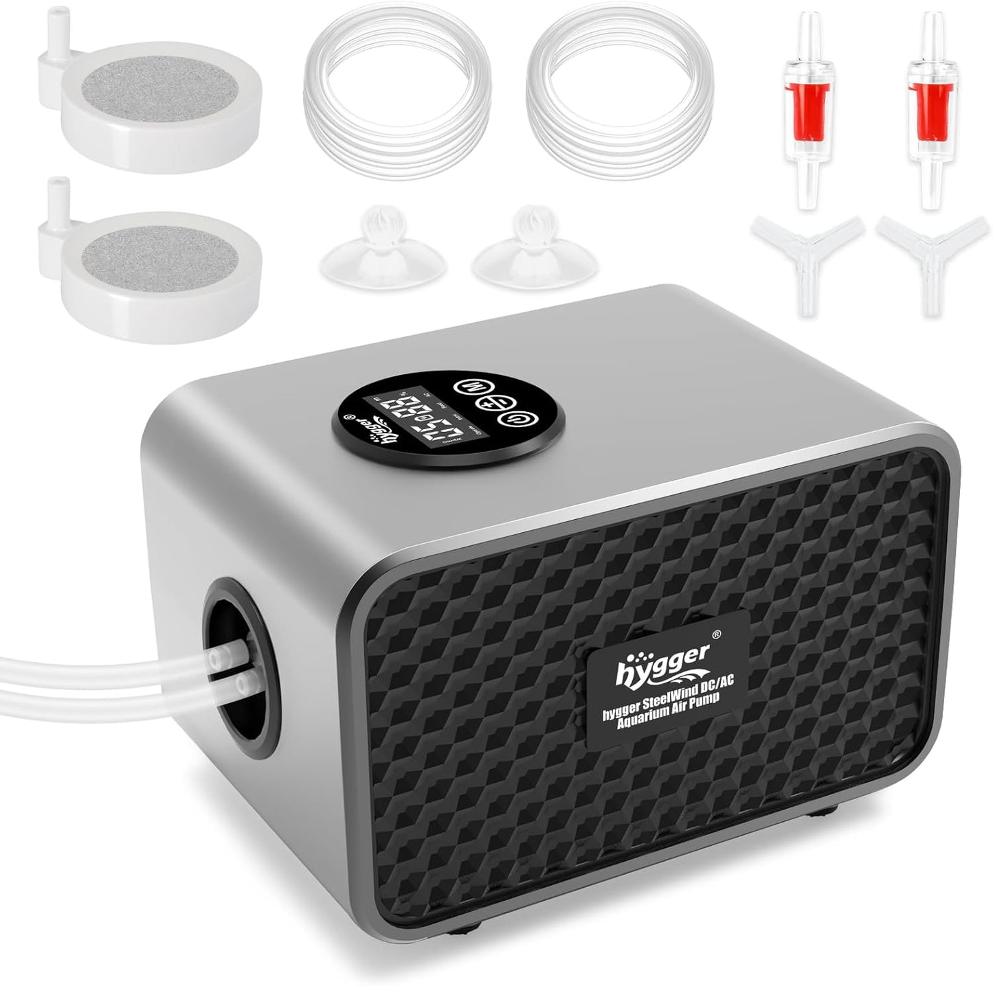 hygger Rechargeable Battery Powered Aquarium Air Pump with Large Capacity, Quite Fish Tank Air Pump with LED Display, Adjustable Mode/Flow, Fish Tank Bubbler Aerator for Power Outages and Fishing